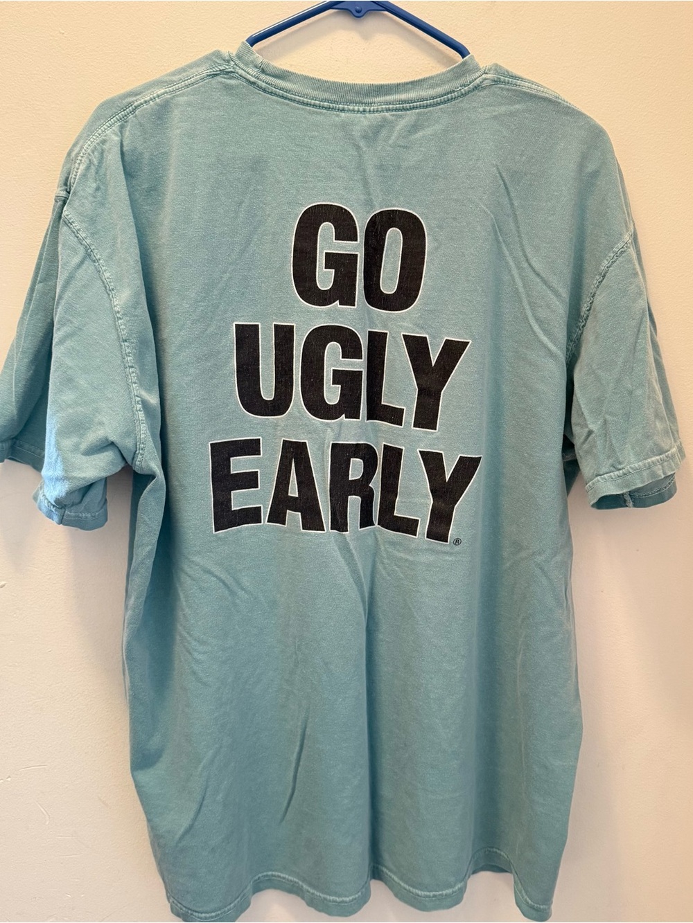 Unisex XL Teal Blue 'Harry's Chocolate Shop' Graphic Tee Go Ugly Early